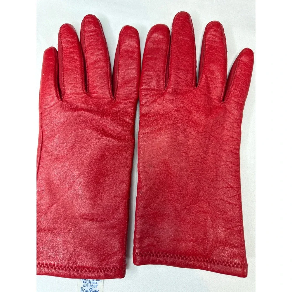 Fownes Vintage Red Genuine Leather Gloves Acrylic Lined Size A WPL 9522